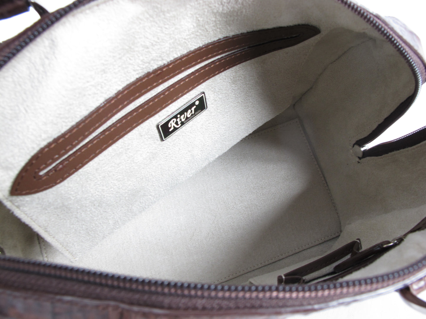 Genuine Caiman Crocodile Skin Leather Women's Zip Handbag Purse