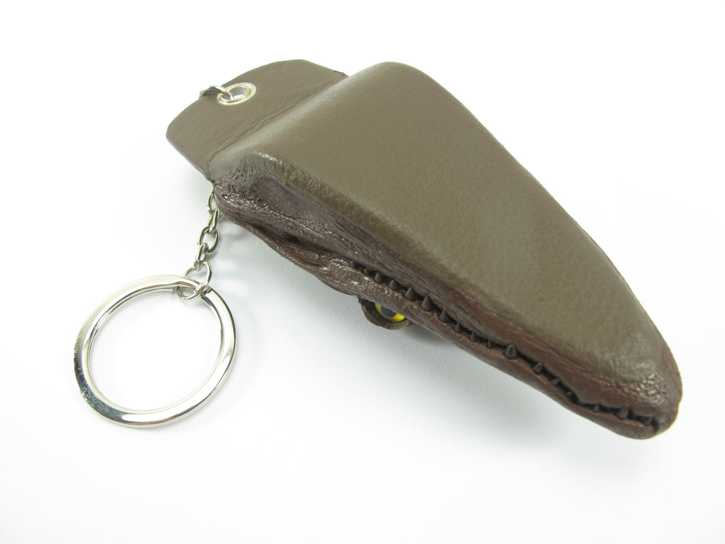 Genuine Caiman Crocodile Skin Leather Head Key Ring Keychain Holder
