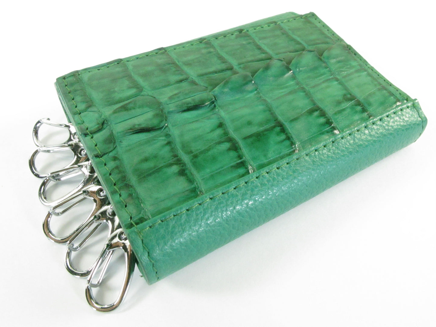 Genuine Caiman Crocodile Skin Leather Trifold Key Holder Wallet
