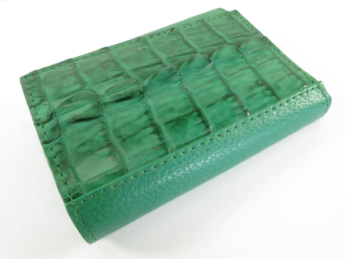 Genuine Caiman Crocodile Skin Leather Trifold Key Holder Wallet