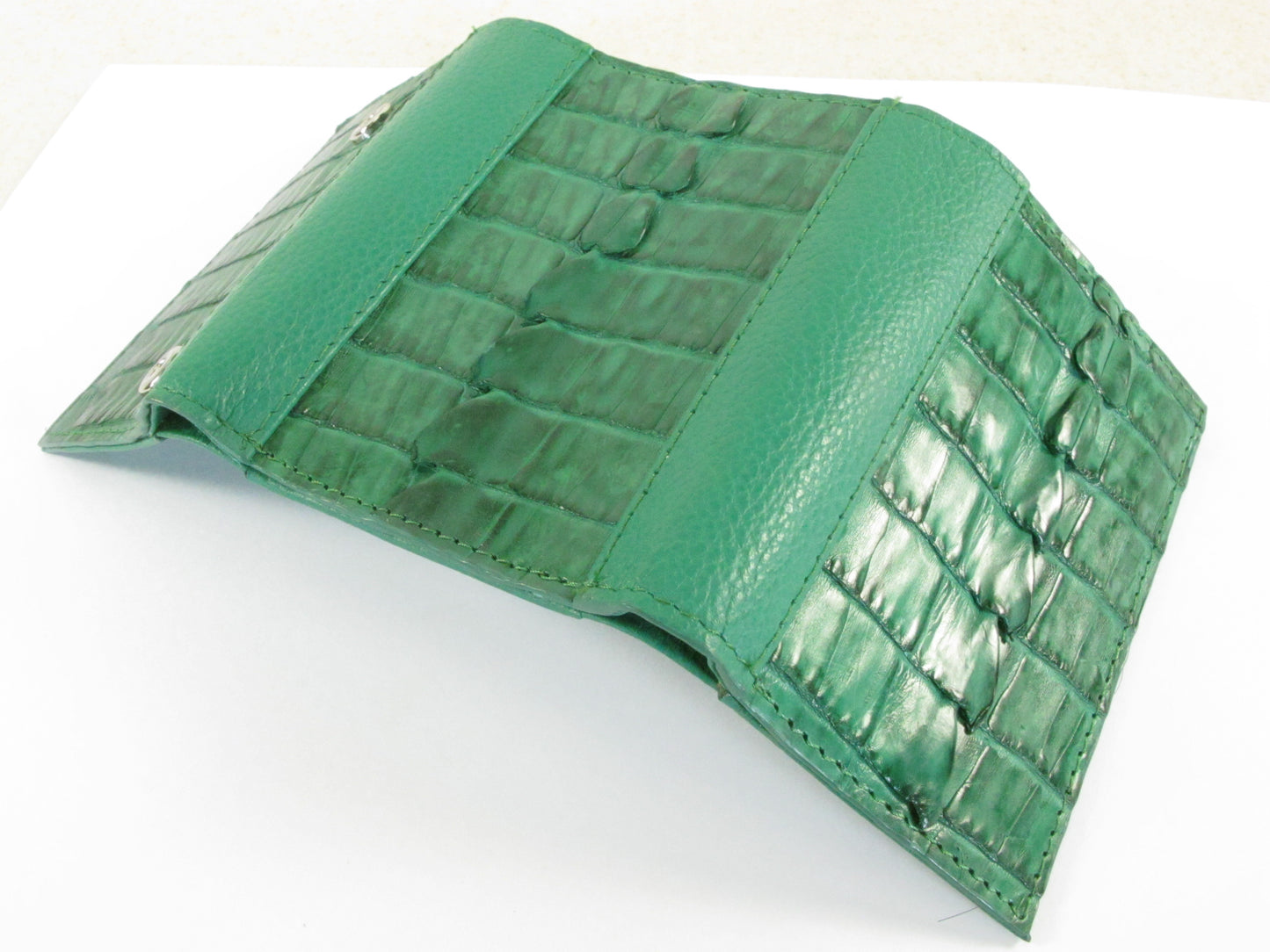 Genuine Caiman Crocodile Skin Leather Trifold Key Holder Wallet