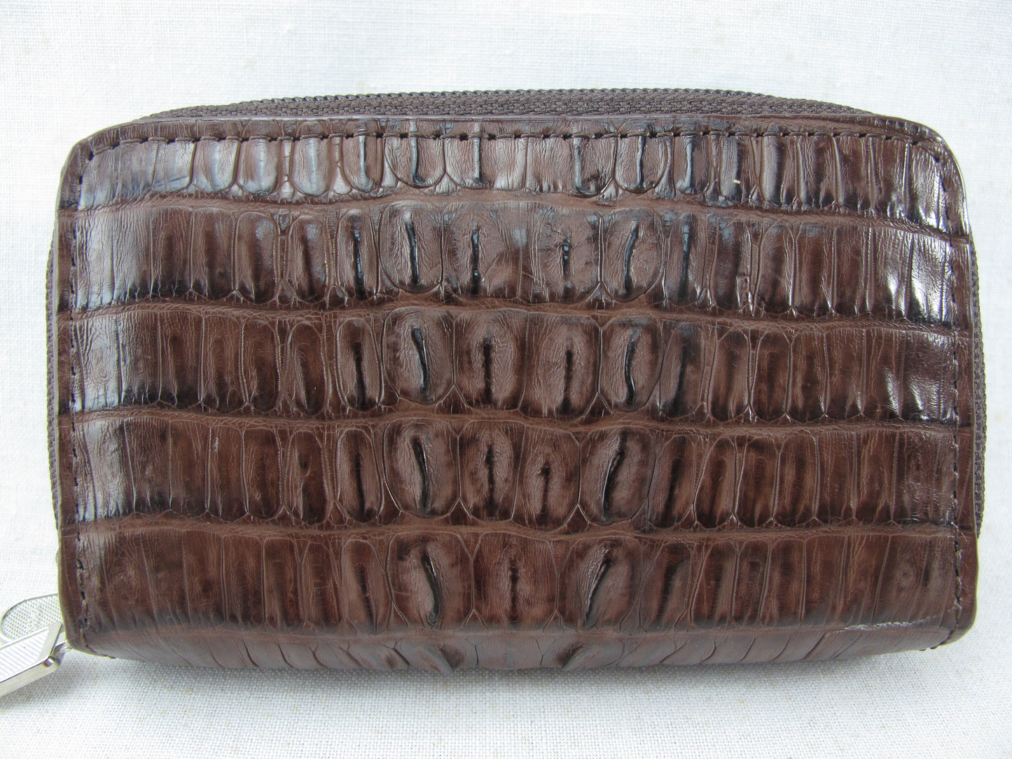 Genuine Caiman Crocodile Tail Skin Leather Zip Coins Purse & Key Holder Wallet