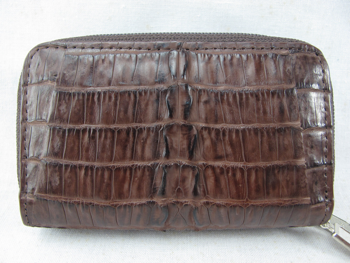Genuine Caiman Crocodile Tail Skin Leather Zip Coins Purse & Key Holder Wallet