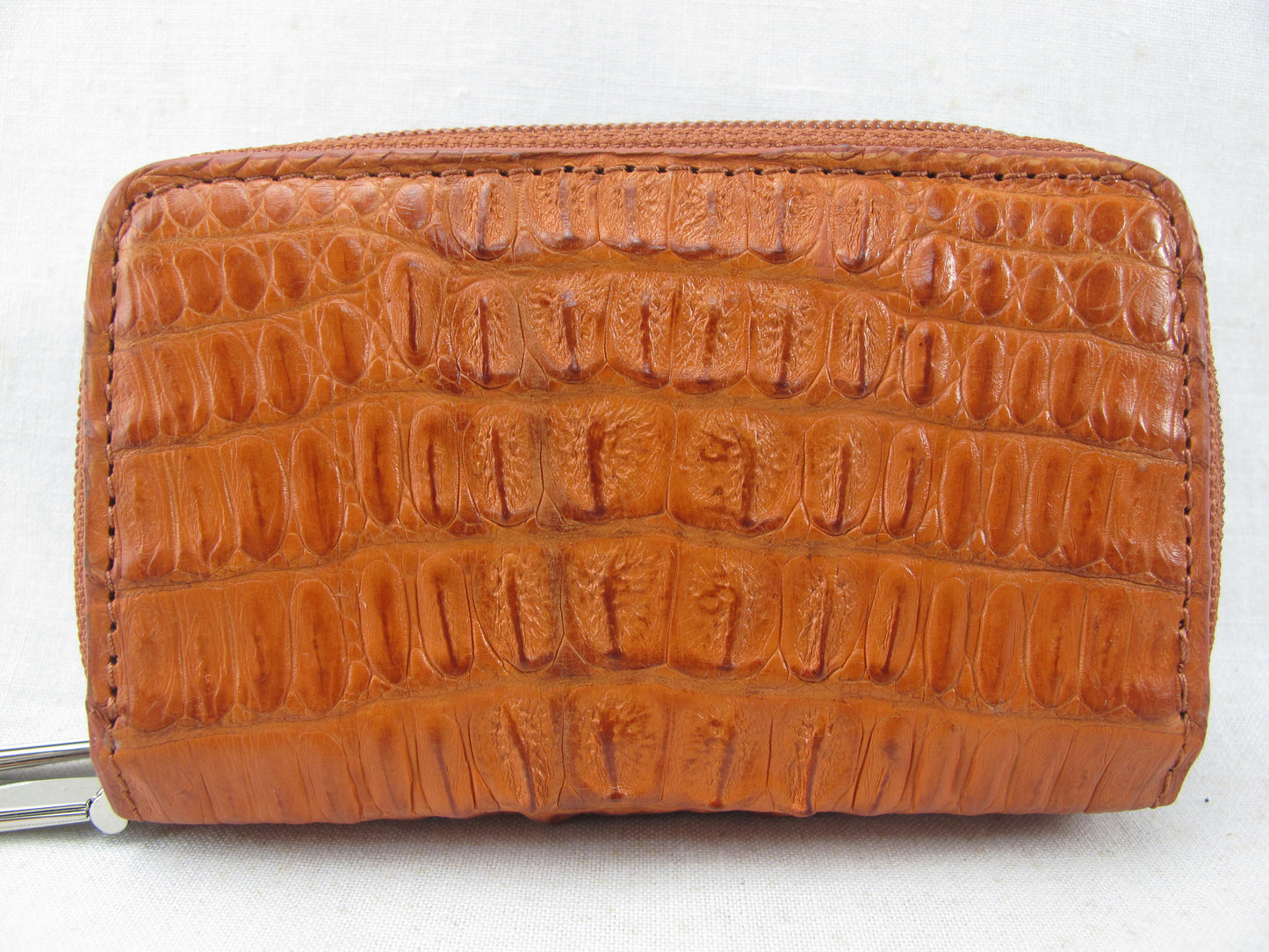 Genuine Caiman Crocodile Tail Skin Leather Zip Coins Purse & Key Holder Wallet