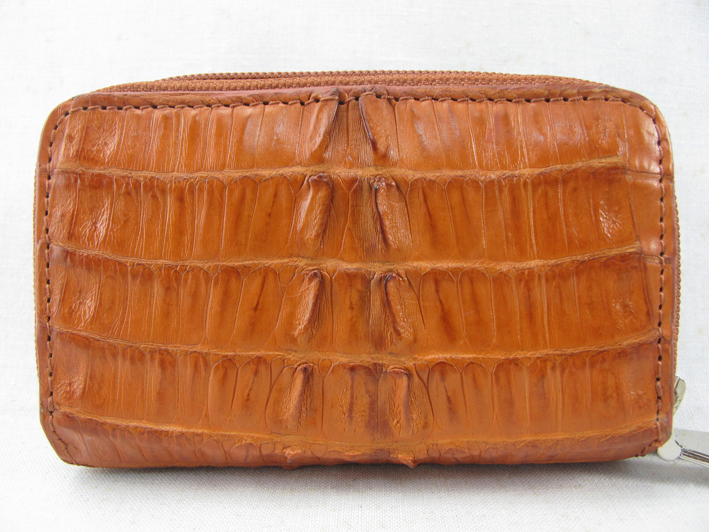 Genuine Caiman Crocodile Tail Skin Leather Zip Coins Purse & Key Holder Wallet