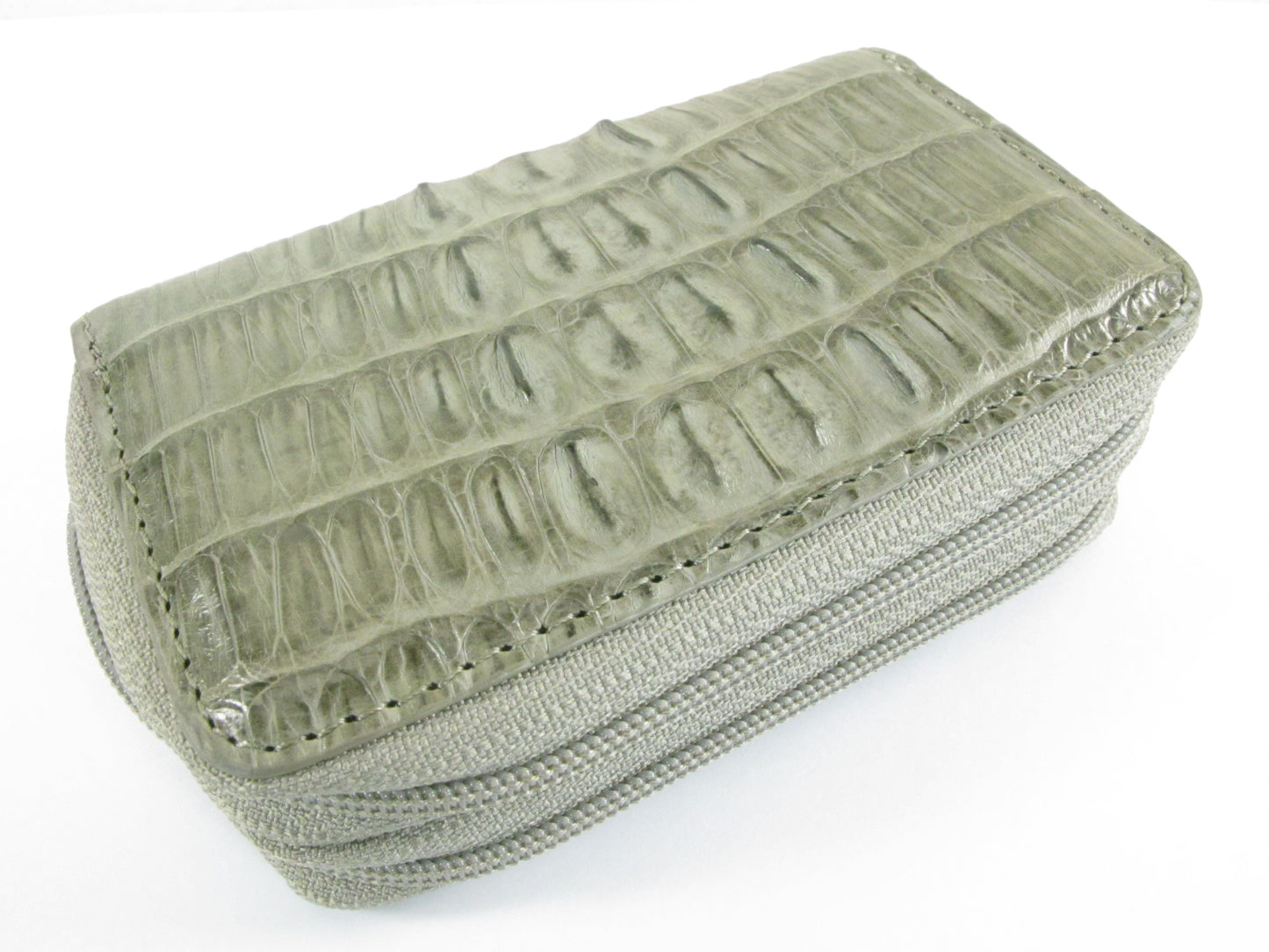 Genuine Caiman Crocodile Tail Skin Leather Zip Coins Purse & Key Holder Wallet