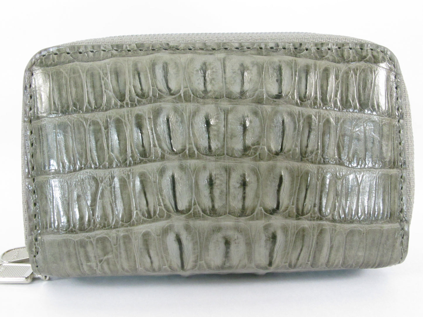 Genuine Caiman Crocodile Tail Skin Leather Zip Coins Purse & Key Holder Wallet