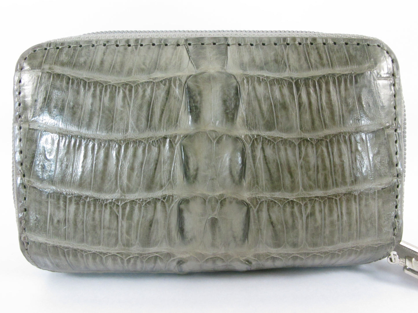 Genuine Caiman Crocodile Tail Skin Leather Zip Coins Purse & Key Holder Wallet