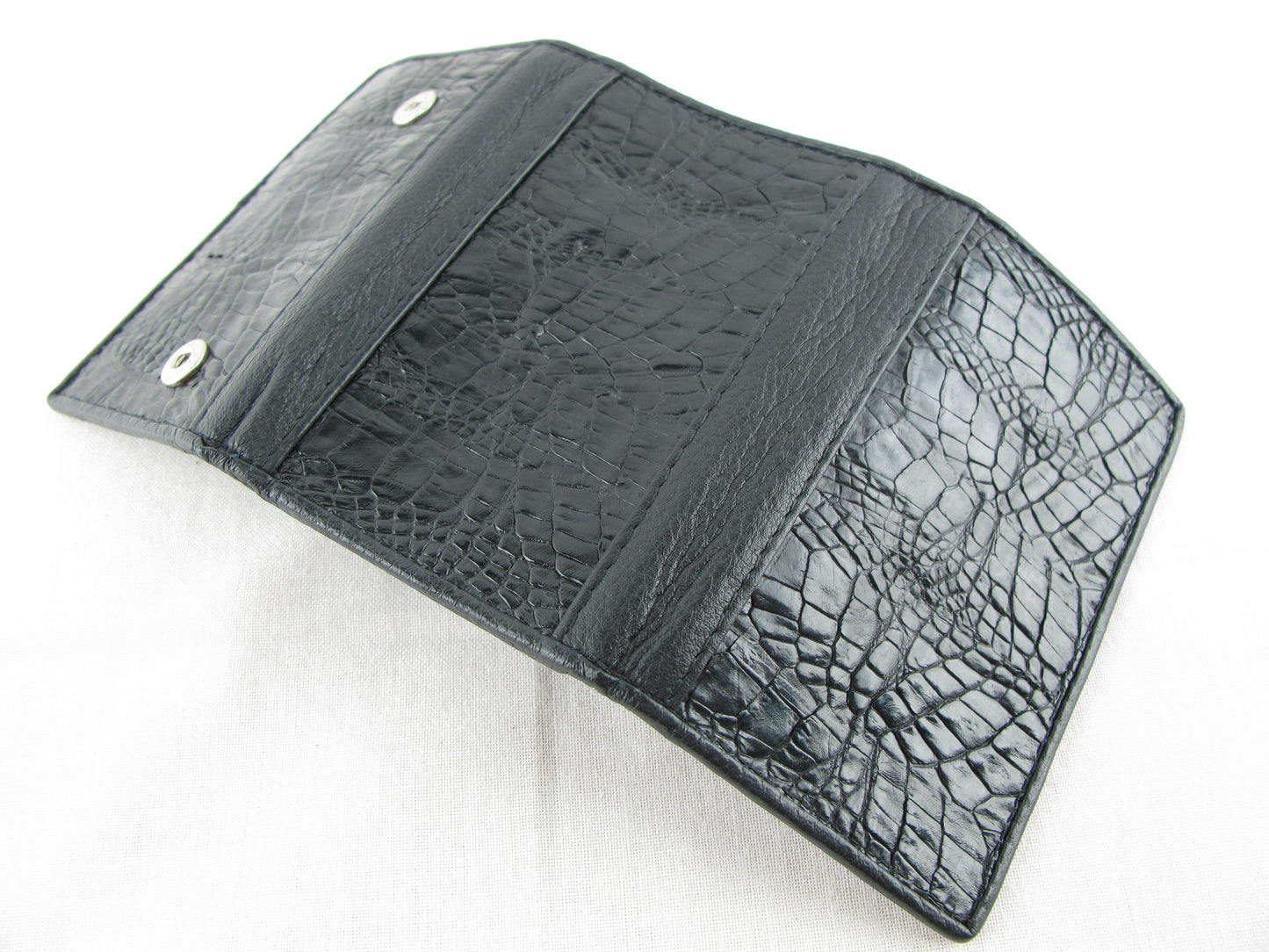 Genuine Caiman Crocodile Skin Leather Trifold Key Holder Wallet