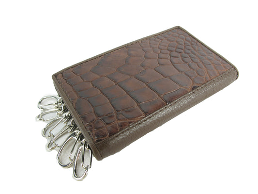 Genuine Caiman Crocodile Skin Leather Trifold Key Holder Wallet