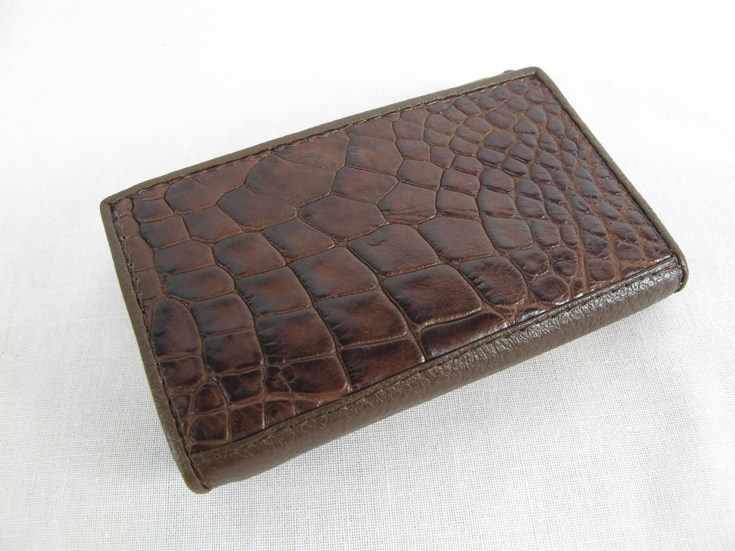 Genuine Caiman Crocodile Skin Leather Trifold Key Holder Wallet