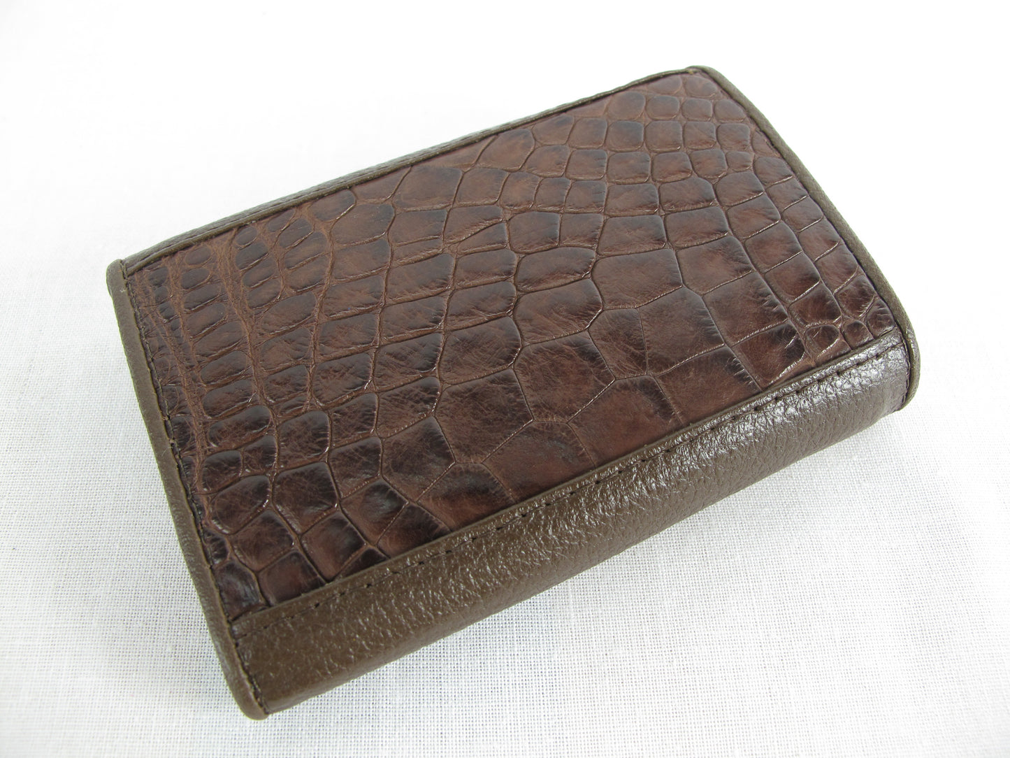 Genuine Caiman Crocodile Skin Leather Trifold Key Holder Wallet