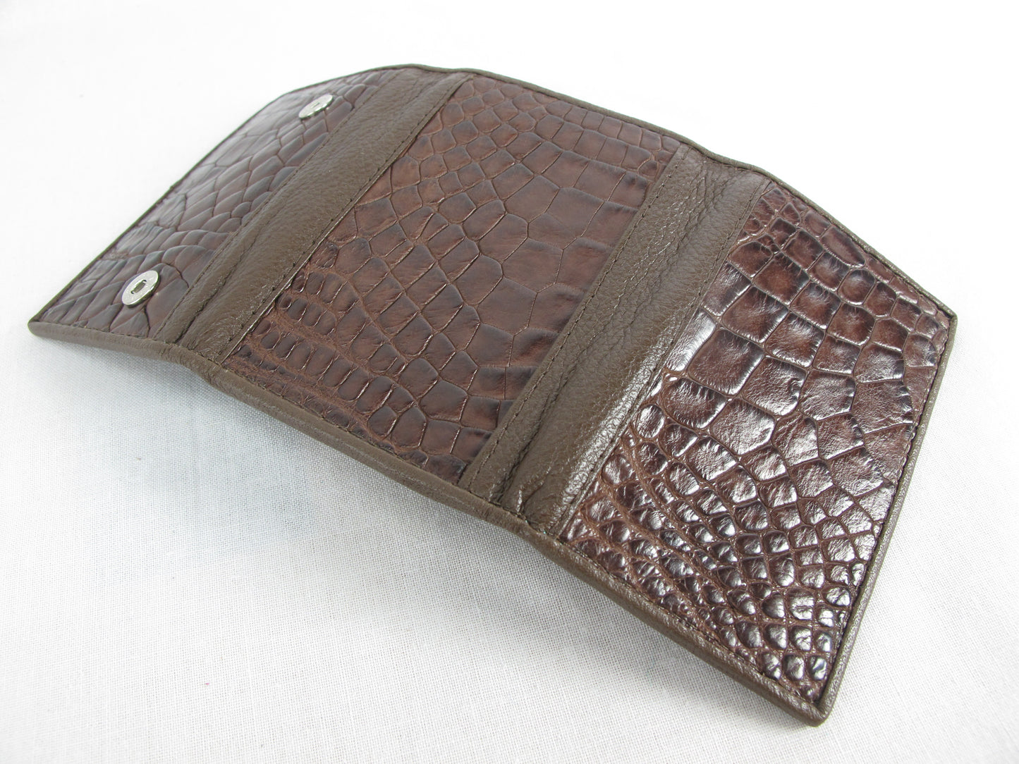 Genuine Caiman Crocodile Skin Leather Trifold Key Holder Wallet