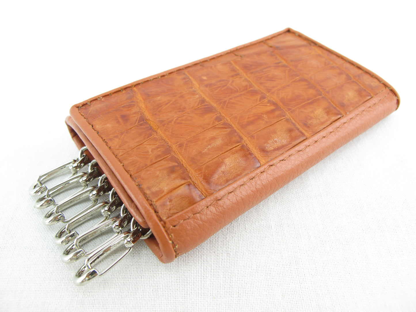 Genuine Caiman Crocodile Skin Leather Trifold Key Holder Wallet