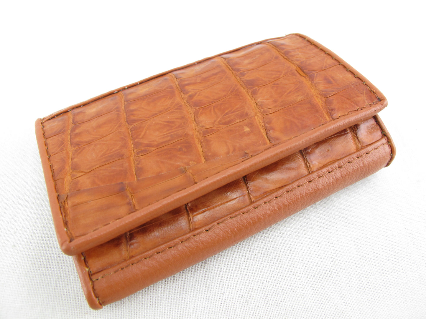 Genuine Caiman Crocodile Skin Leather Trifold Key Holder Wallet