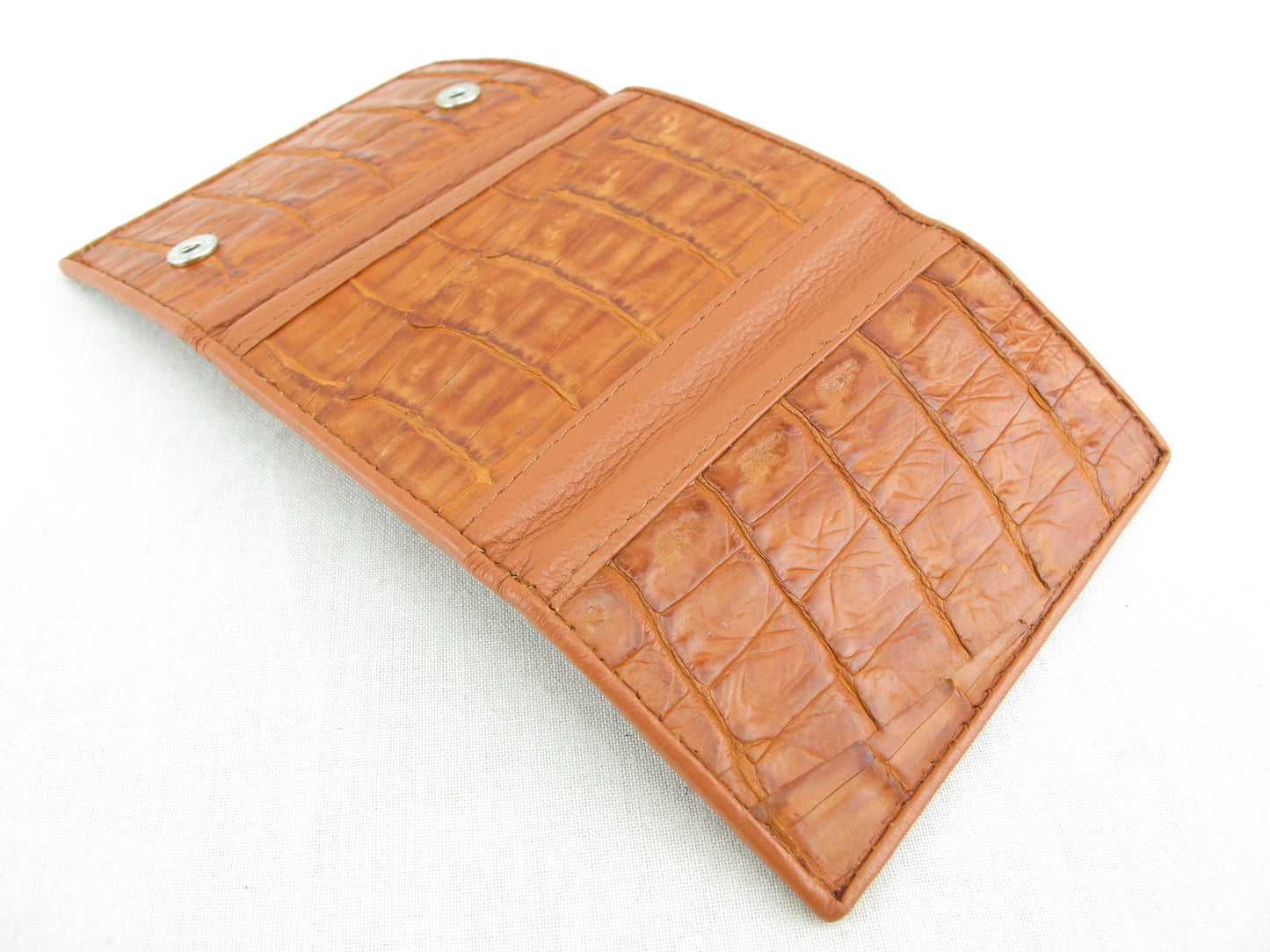 Genuine Caiman Crocodile Skin Leather Trifold Key Holder Wallet