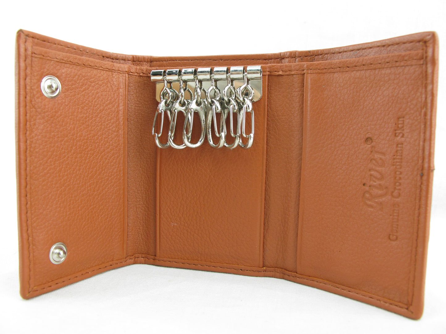 Genuine Caiman Crocodile Skin Leather Trifold Key Holder Wallet