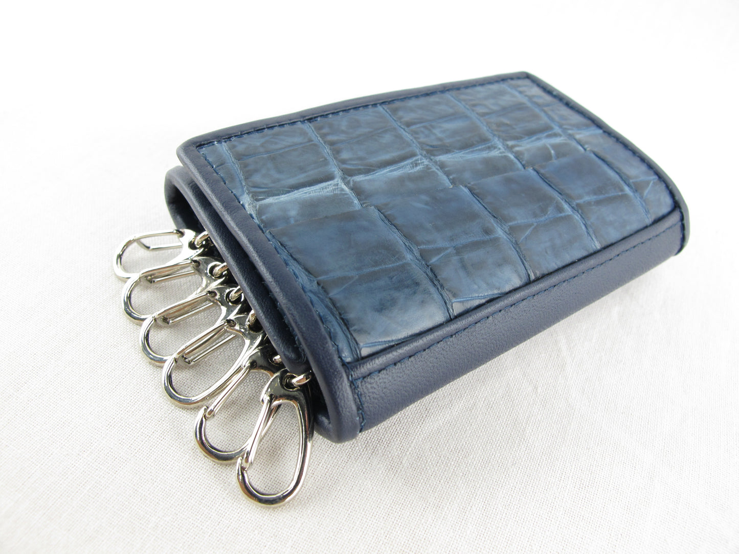 Genuine Caiman Crocodile Skin Leather Trifold Key Holder Wallet