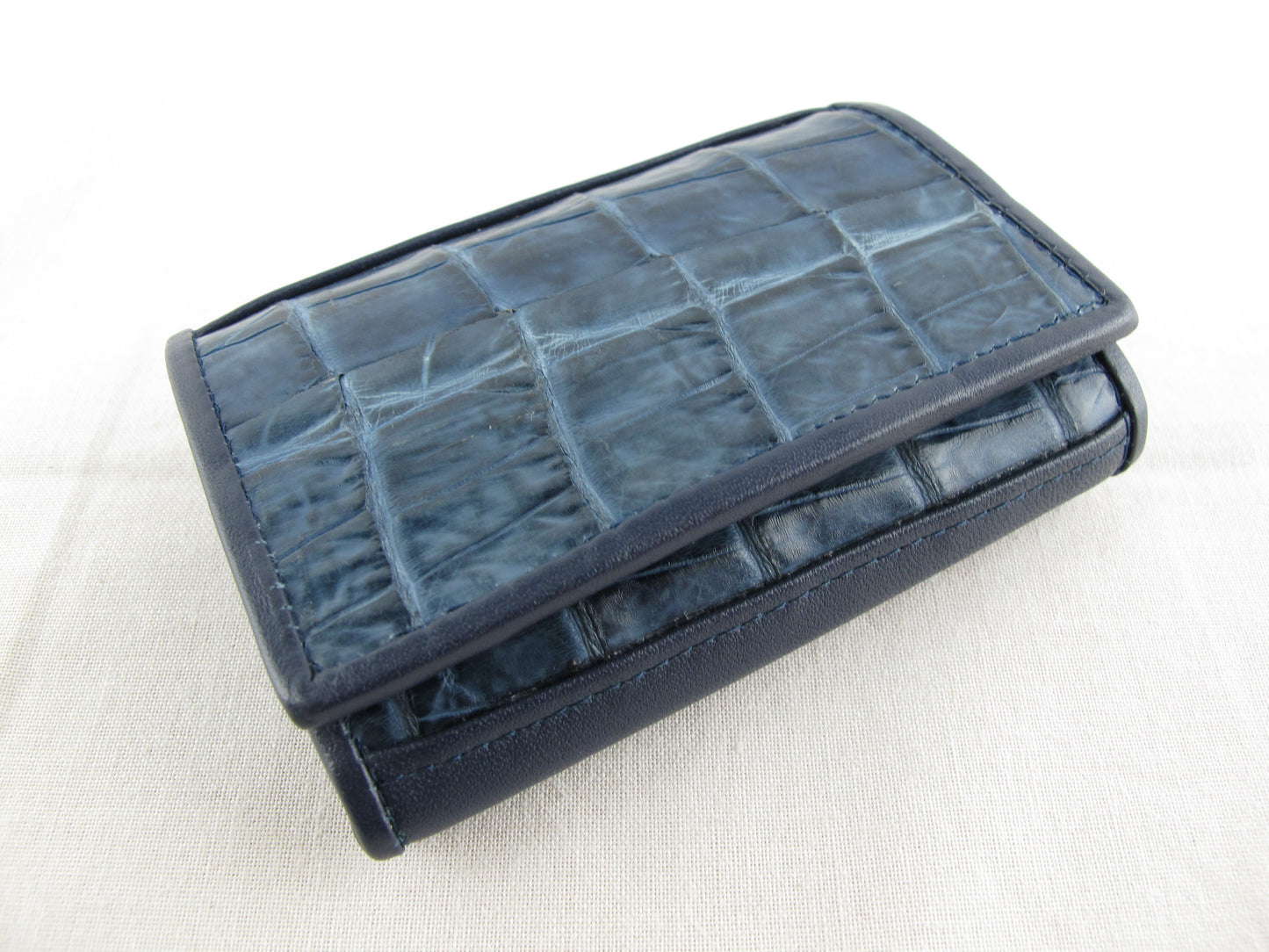 Genuine Caiman Crocodile Skin Leather Trifold Key Holder Wallet