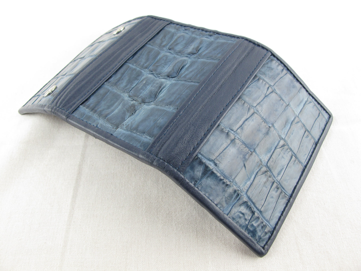 Genuine Caiman Crocodile Skin Leather Trifold Key Holder Wallet