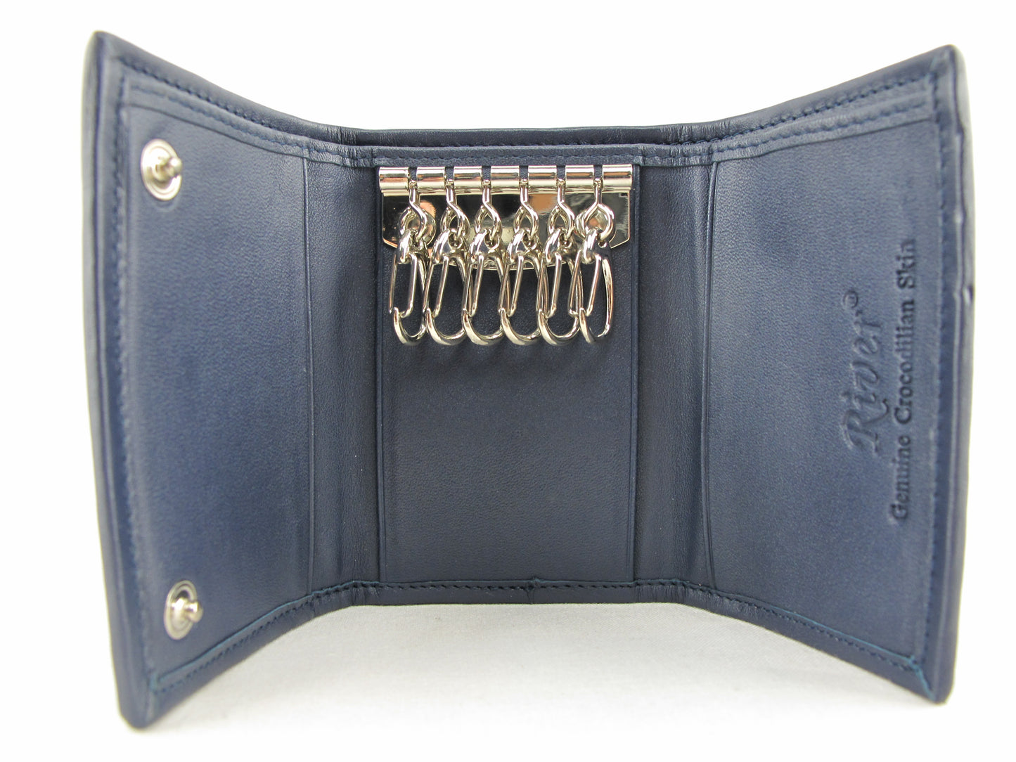 Genuine Caiman Crocodile Skin Leather Trifold Key Holder Wallet