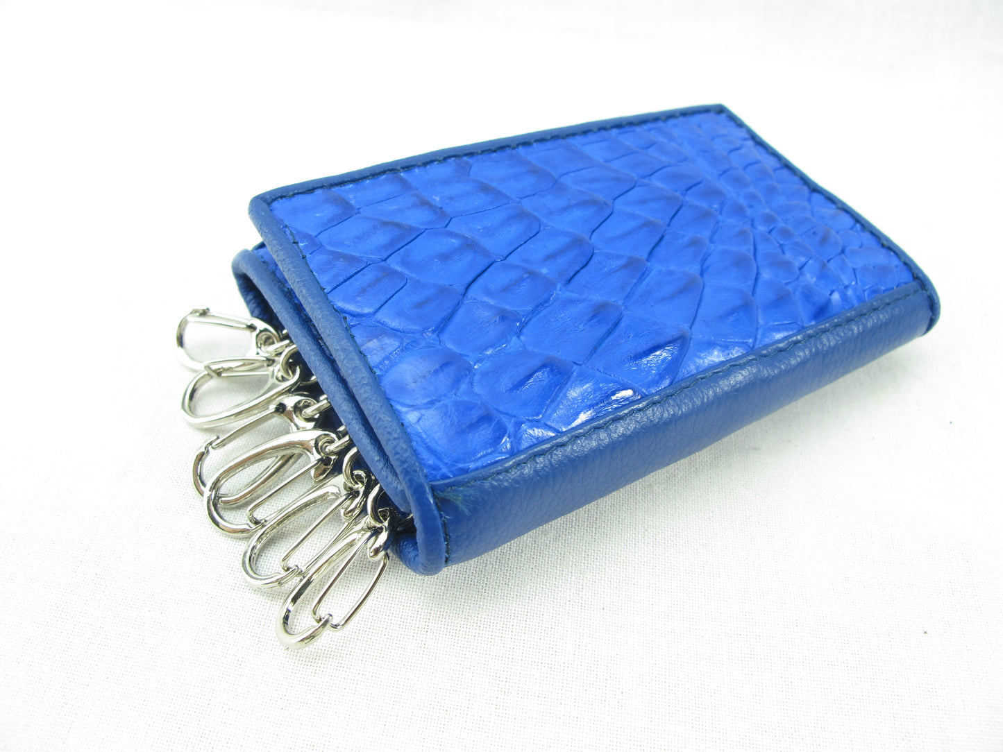 Genuine Caiman Crocodile Skin Leather Trifold Key Holder Wallet