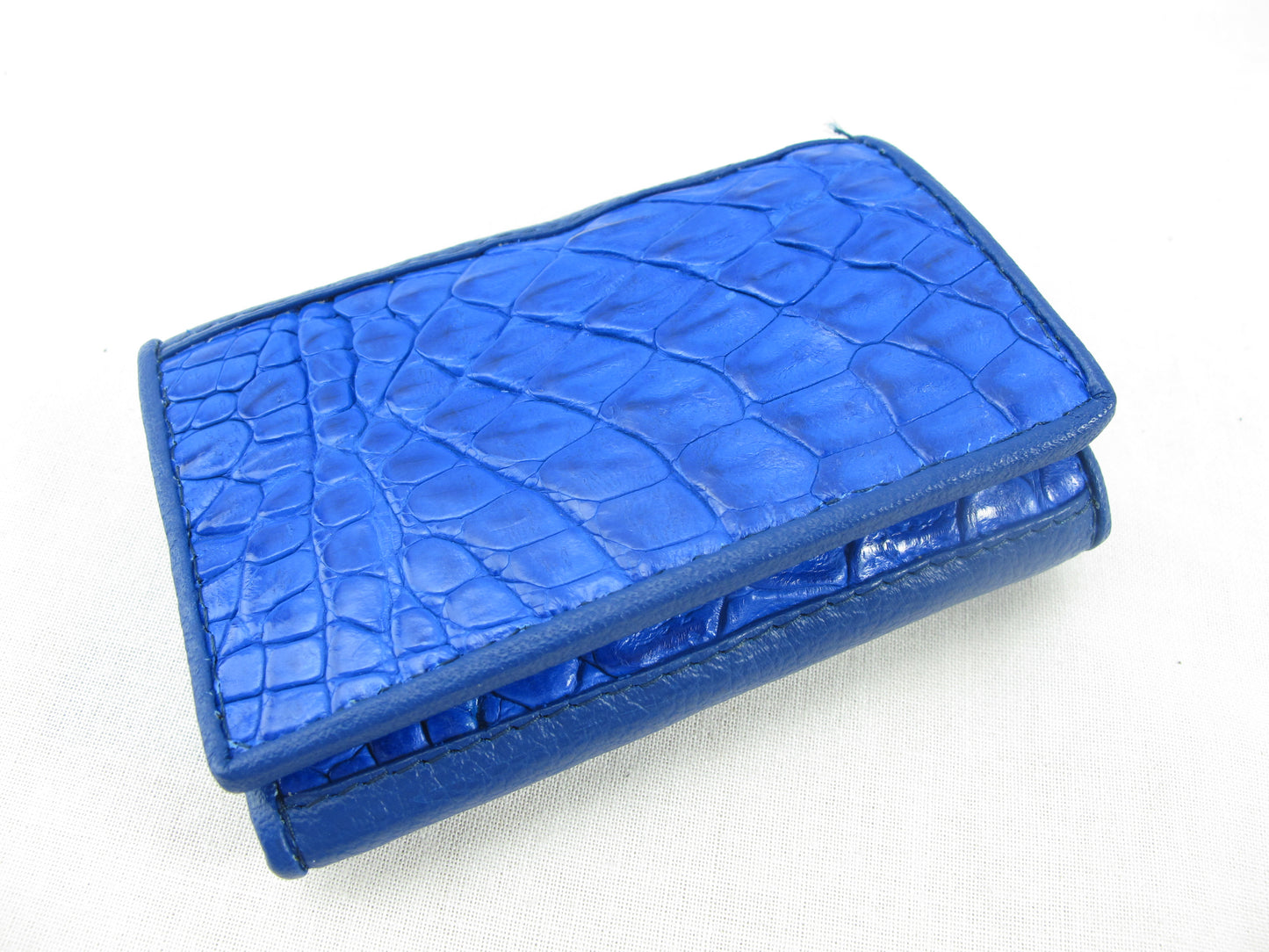 Genuine Caiman Crocodile Skin Leather Trifold Key Holder Wallet