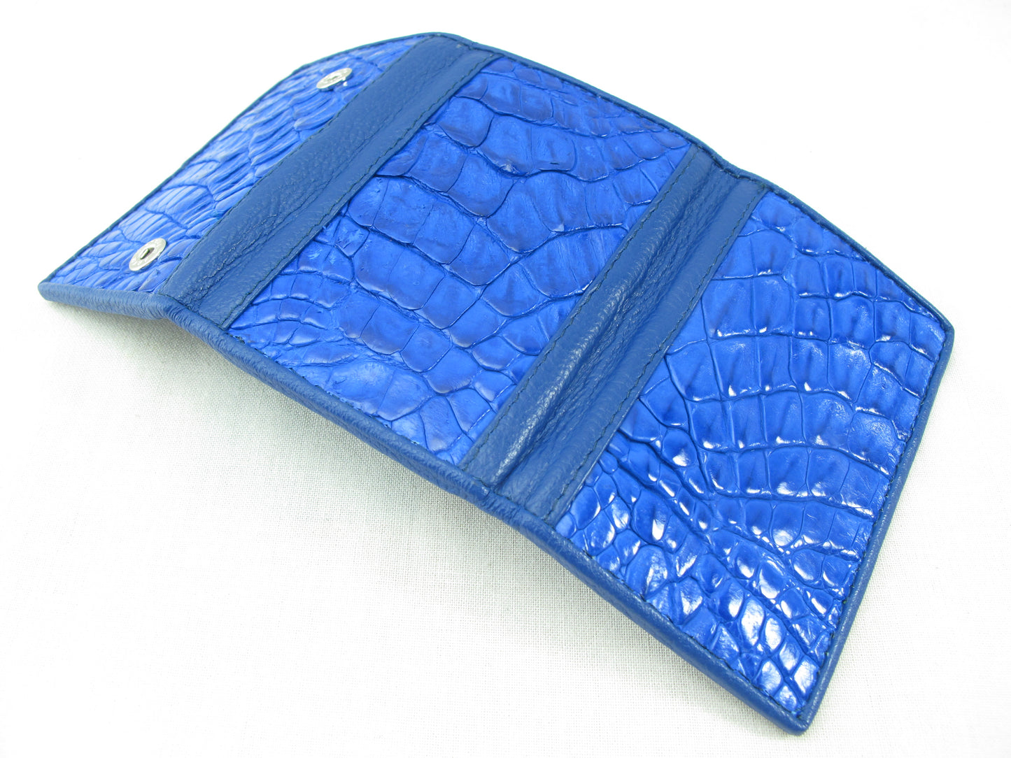 Genuine Caiman Crocodile Skin Leather Trifold Key Holder Wallet