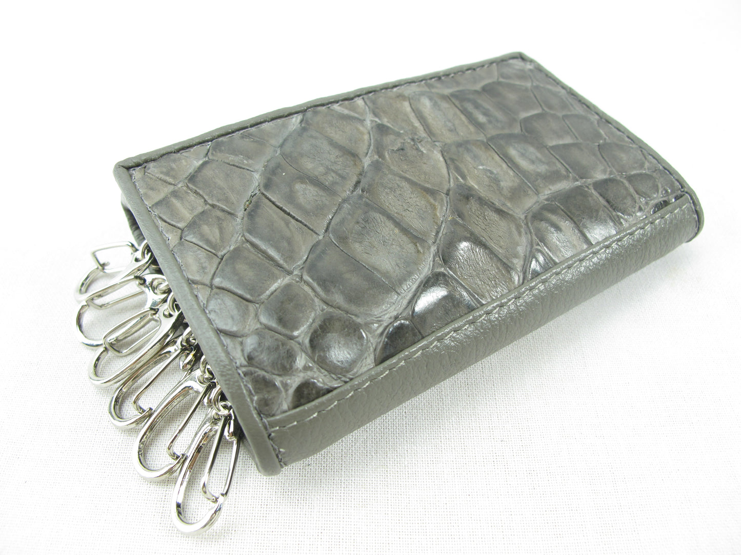Genuine Caiman Crocodile Skin Leather Trifold Key Holder Wallet