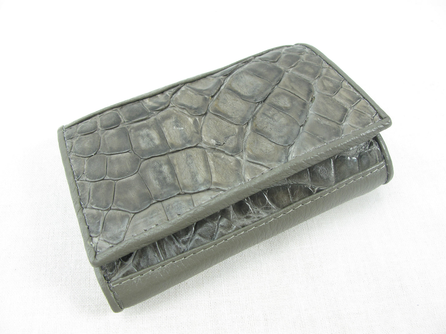 Genuine Caiman Crocodile Skin Leather Trifold Key Holder Wallet