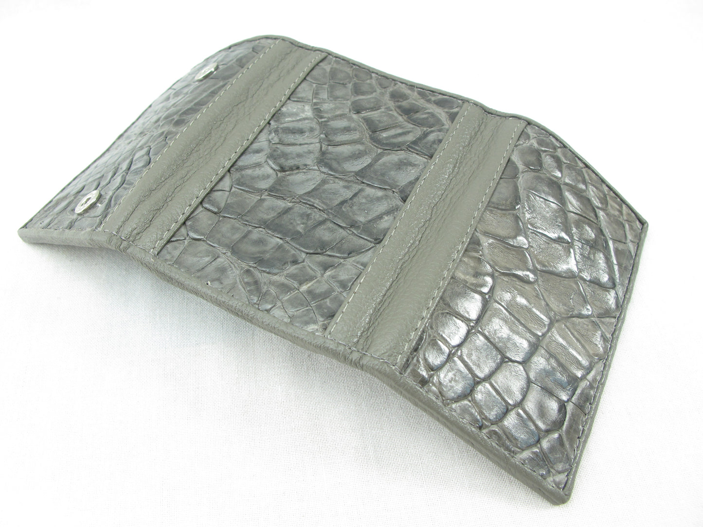 Genuine Caiman Crocodile Skin Leather Trifold Key Holder Wallet