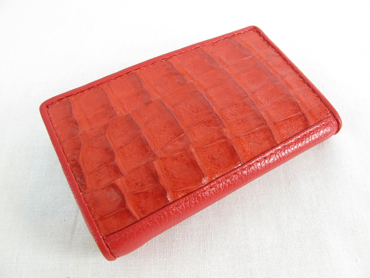Genuine Caiman Crocodile Skin Leather Trifold Key Holder Wallet