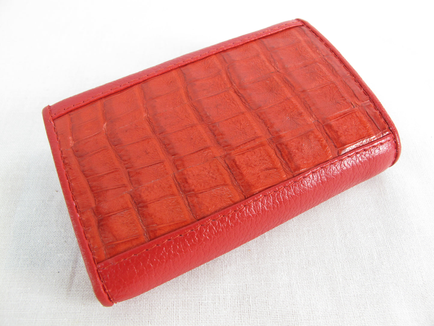 Genuine Caiman Crocodile Skin Leather Trifold Key Holder Wallet