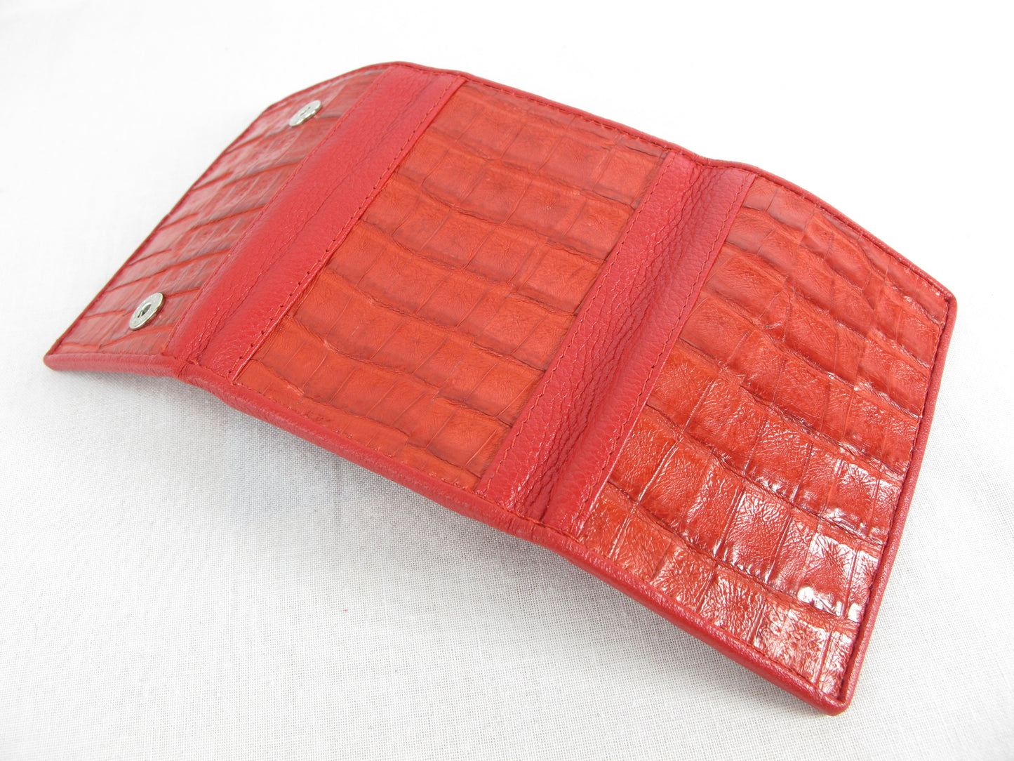 Genuine Caiman Crocodile Skin Leather Trifold Key Holder Wallet