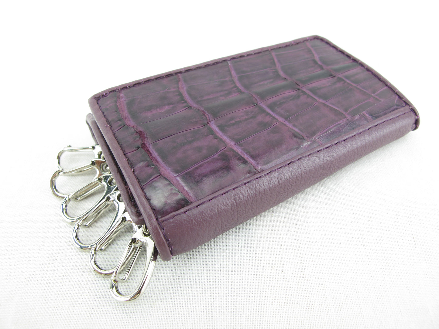 Genuine Caiman Crocodile Skin Leather Trifold Key Holder Wallet