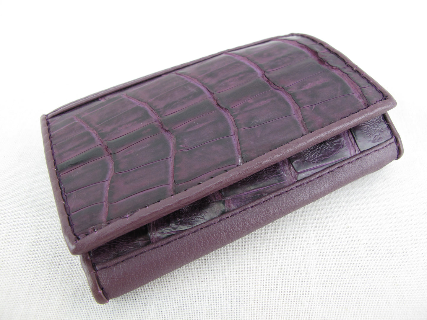 Genuine Caiman Crocodile Skin Leather Trifold Key Holder Wallet