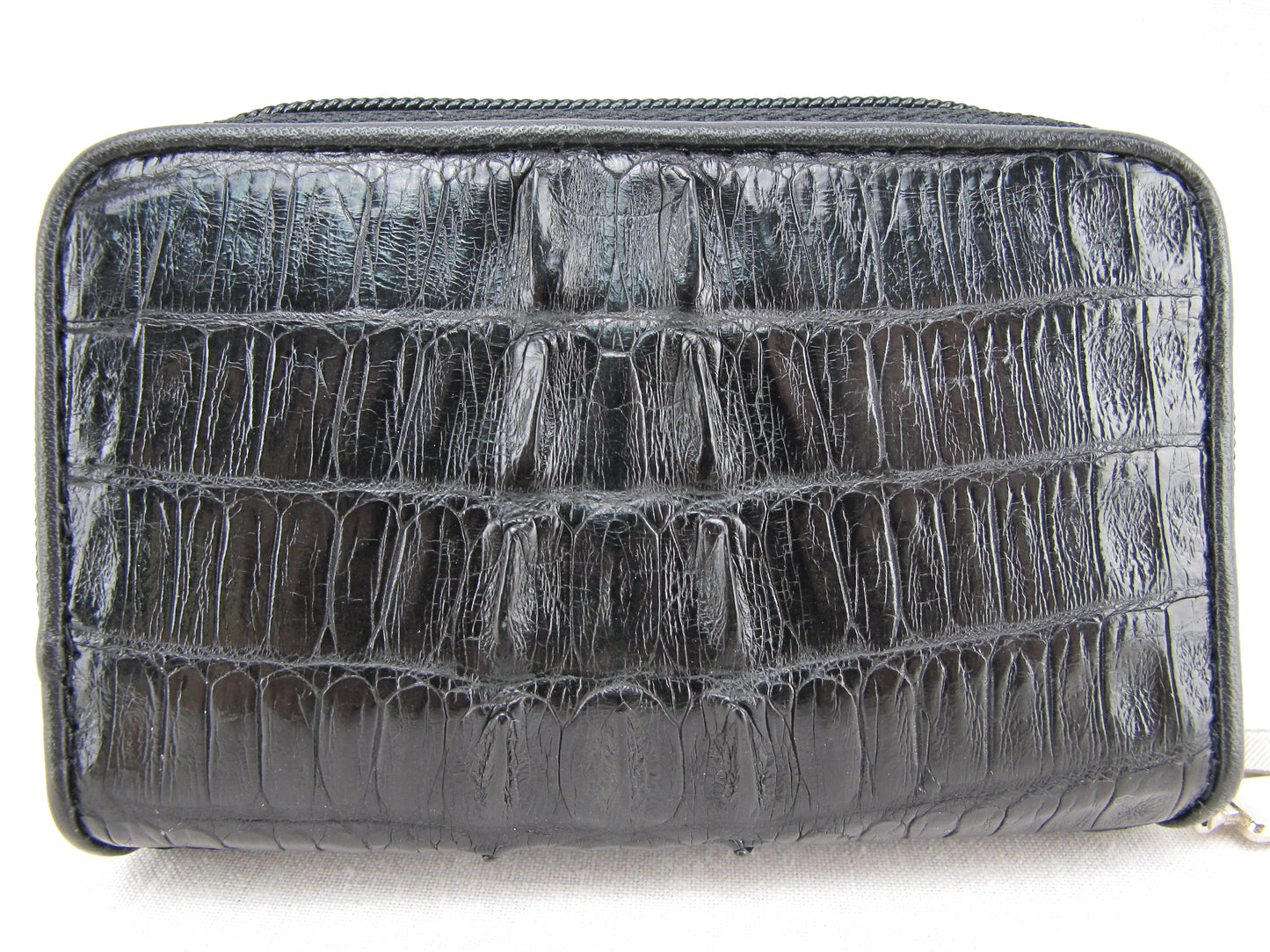 Genuine Caiman Crocodile Tail Skin Leather Zip Coins Purse & Key Holder Wallet