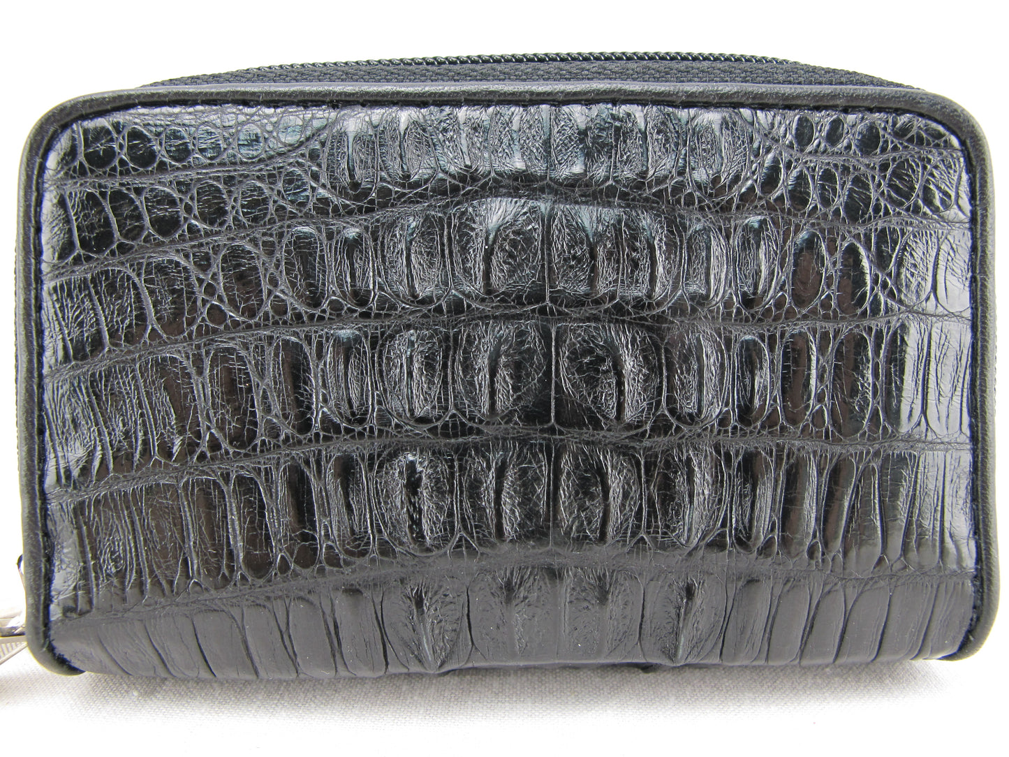 Genuine Caiman Crocodile Tail Skin Leather Zip Coins Purse & Key Holder Wallet