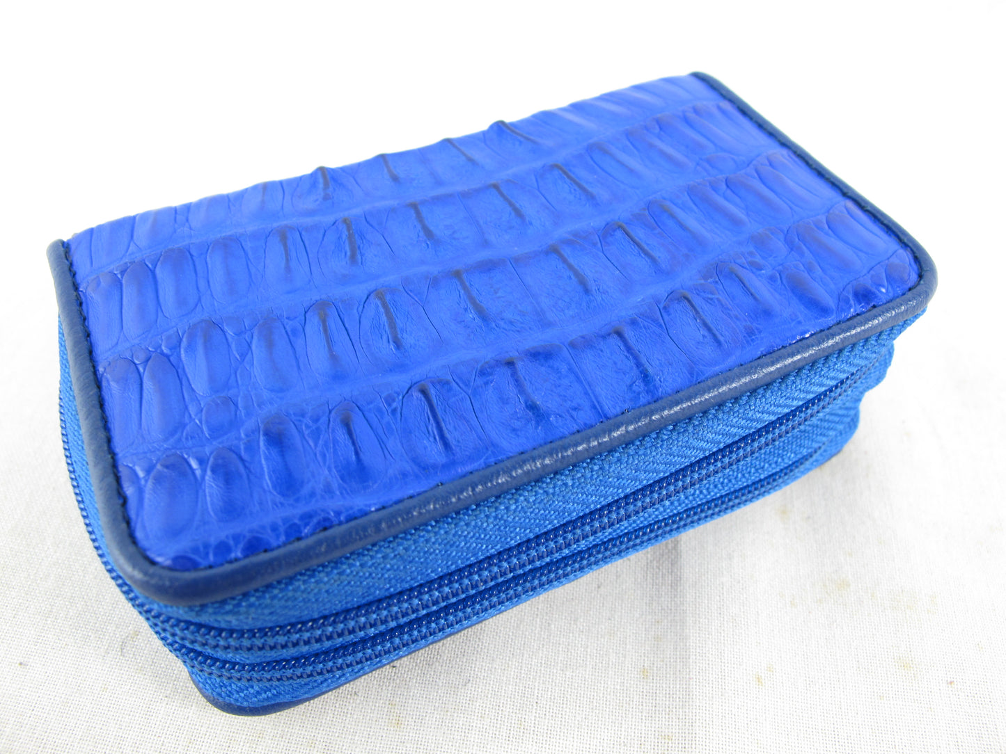 Genuine Caiman Crocodile Tail Skin Leather Zip Coins Purse & Key Holder Wallet