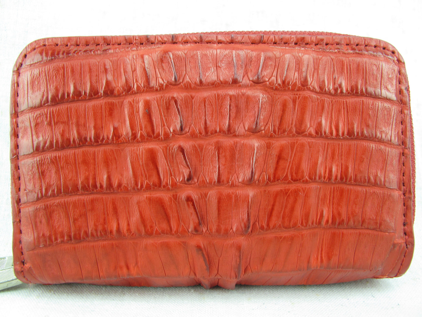 Genuine Caiman Crocodile Tail Skin Leather Zip Coins Purse & Key Holder Wallet