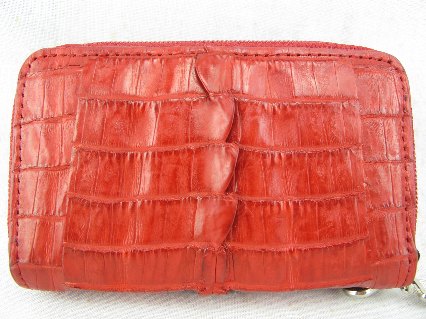 Genuine Caiman Crocodile Tail Skin Leather Zip Coins Purse & Key Holder Wallet