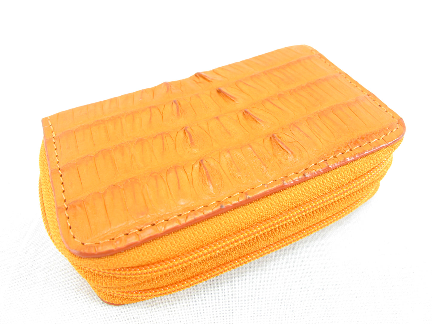 Genuine Caiman Crocodile Tail Skin Leather Zip Coins Purse & Key Holder Wallet