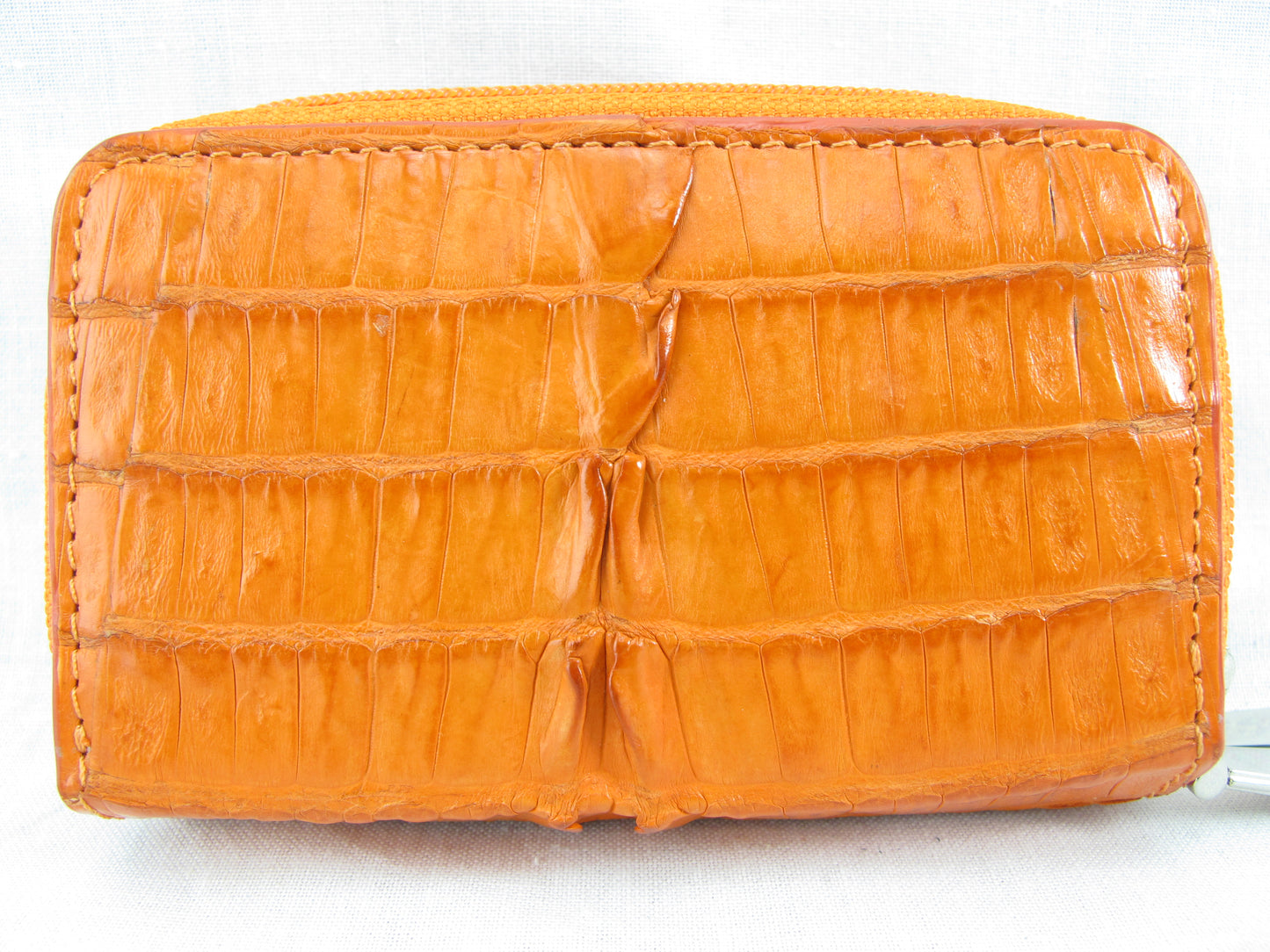 Genuine Caiman Crocodile Tail Skin Leather Zip Coins Purse & Key Holder Wallet