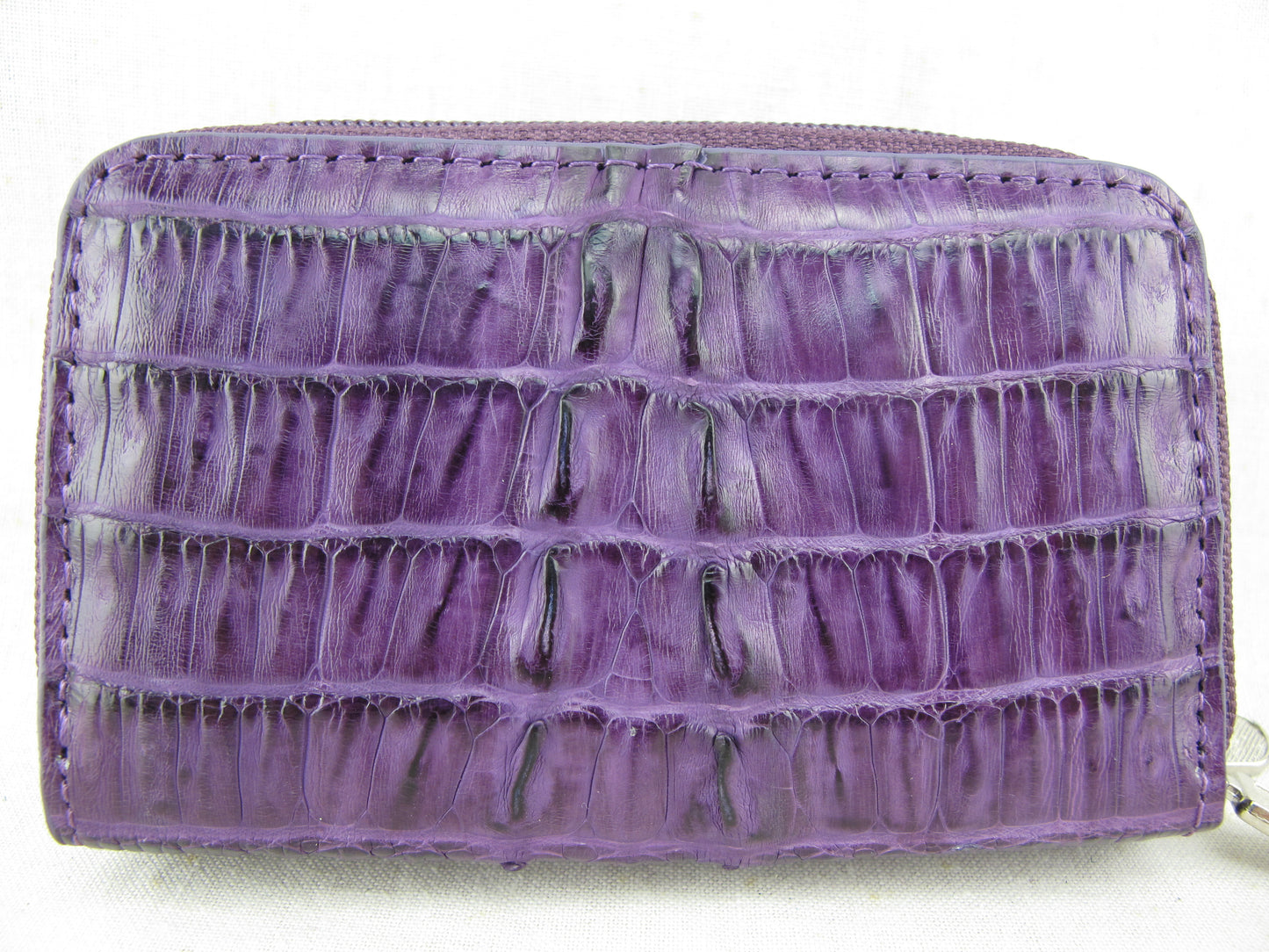 Genuine Caiman Crocodile Tail Skin Leather Zip Coins Purse & Key Holder Wallet