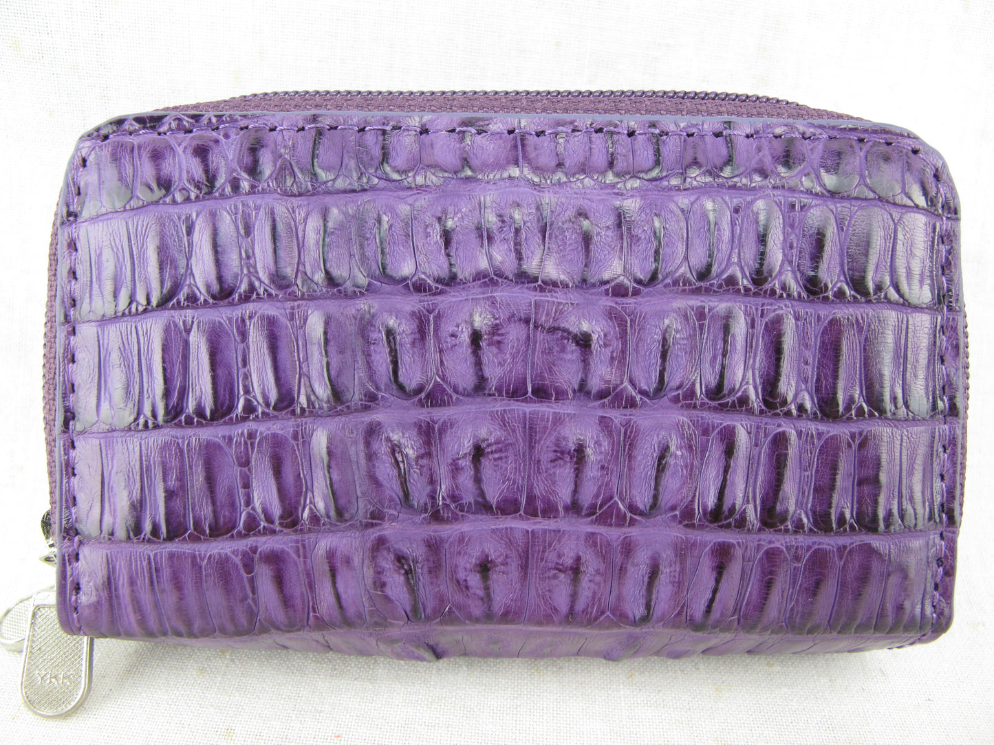 Genuine Caiman Crocodile Tail Skin Leather Zip Coins Purse & Key Holder Wallet