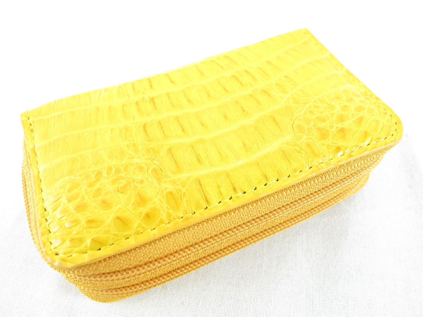 Genuine Caiman Crocodile Tail Skin Leather Zip Coins Purse & Key Holder Wallet