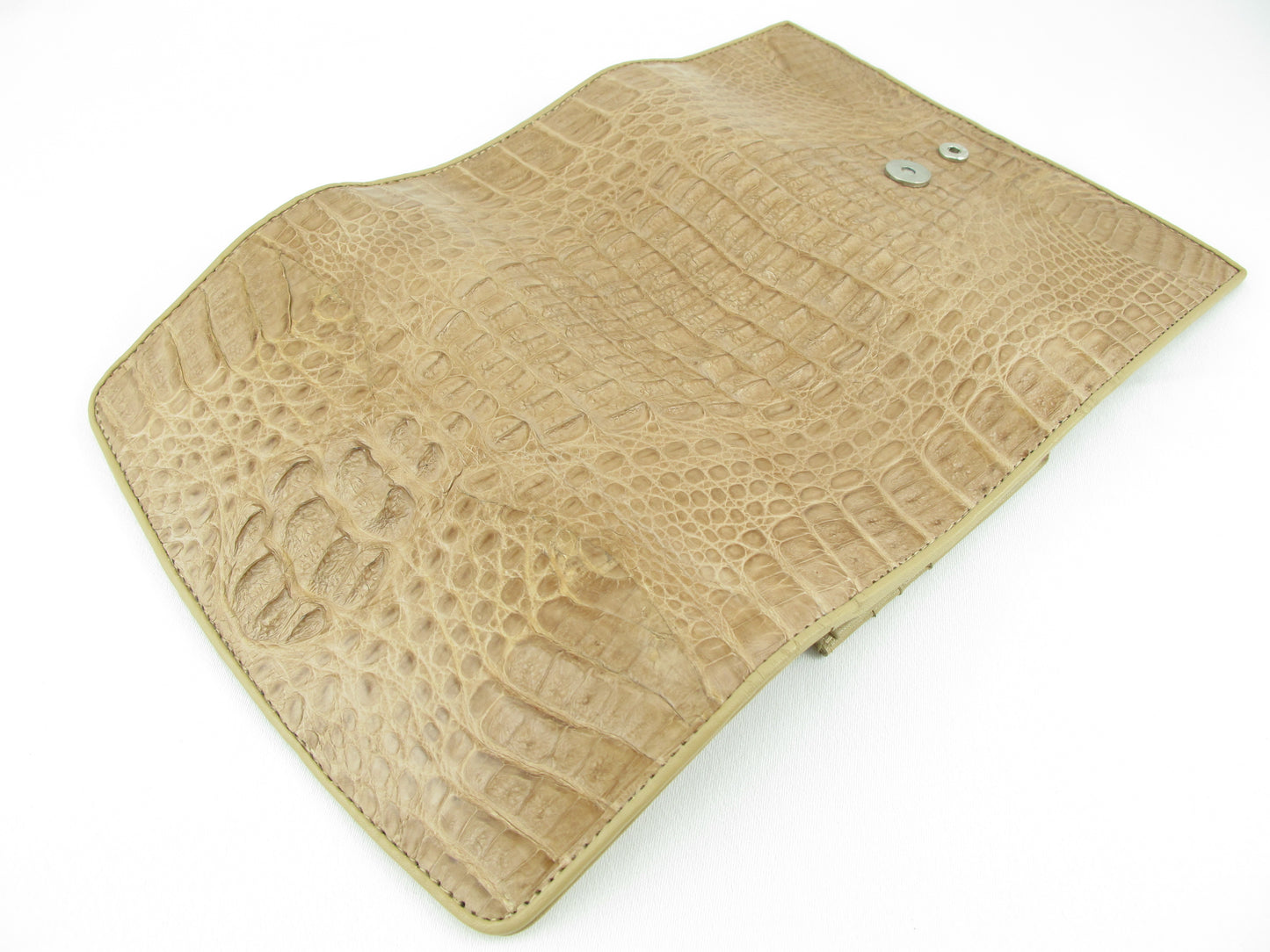 Genuine Caiman Crocodile Hornback Skin Leather Women's Trifold Clutch Wallet Purse