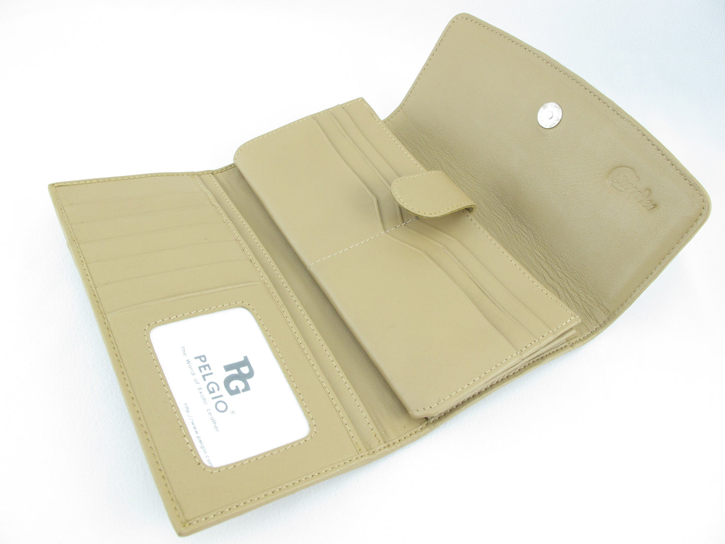 Genuine Caiman Crocodile Hornback Skin Leather Women's Trifold Clutch Wallet Purse