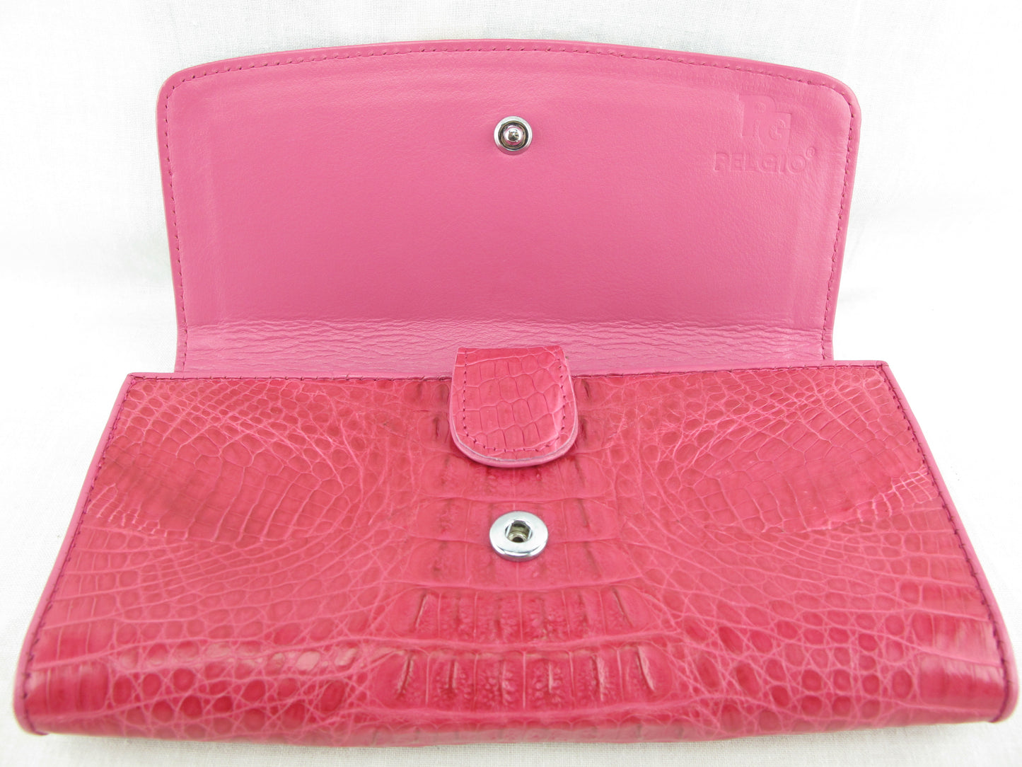 Genuine Caiman Crocodile Hornback Skin Leather Women's Trifold Clutch Wallet Purse