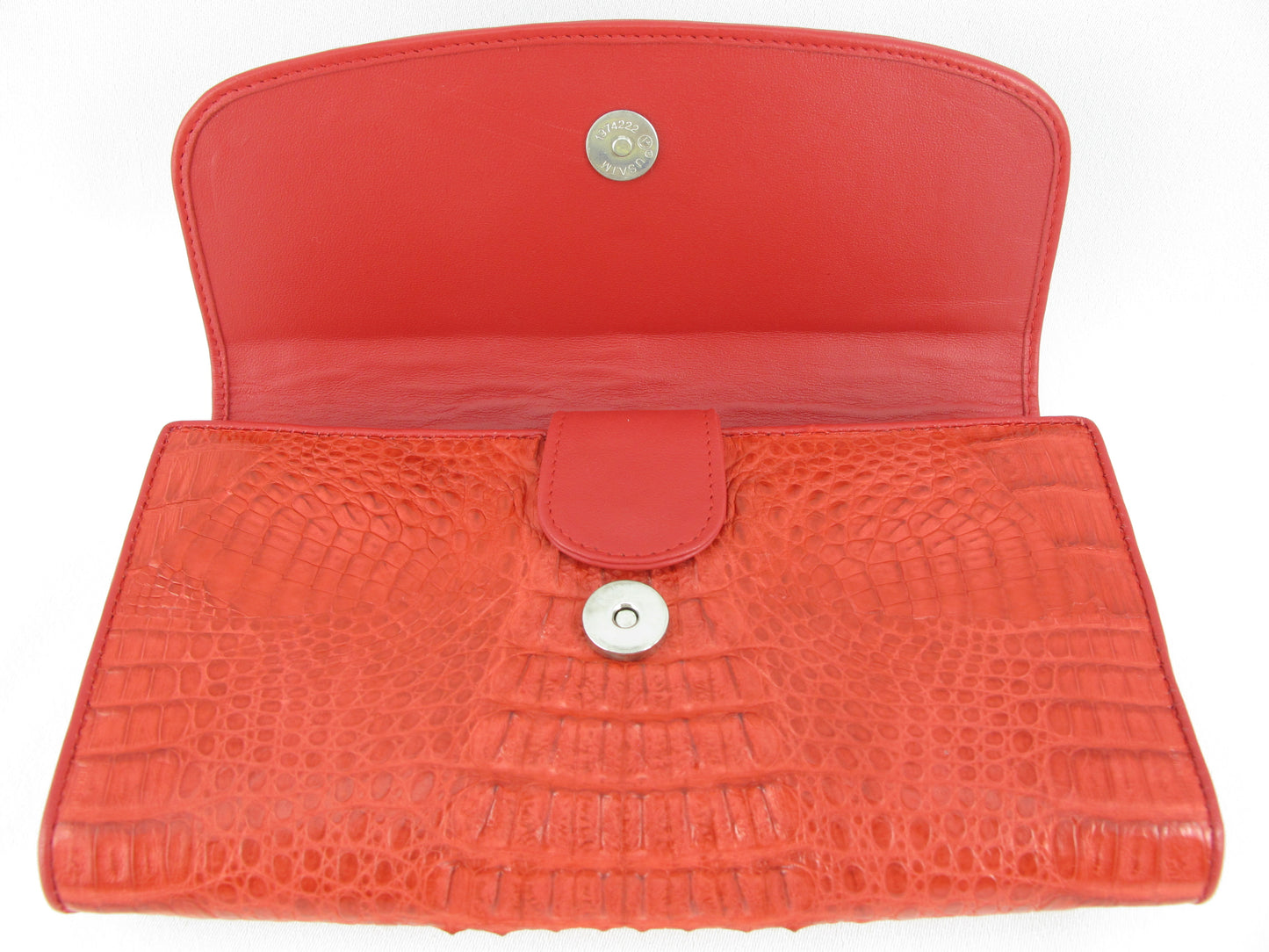 Genuine Caiman Crocodile Hornback Skin Leather Women's Trifold Clutch Wallet Purse